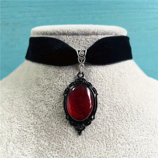 Gothic Black Velvet Necklace