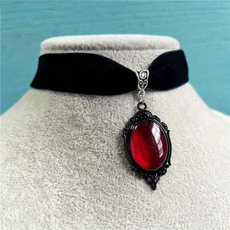 Gothic Black Velvet Necklace