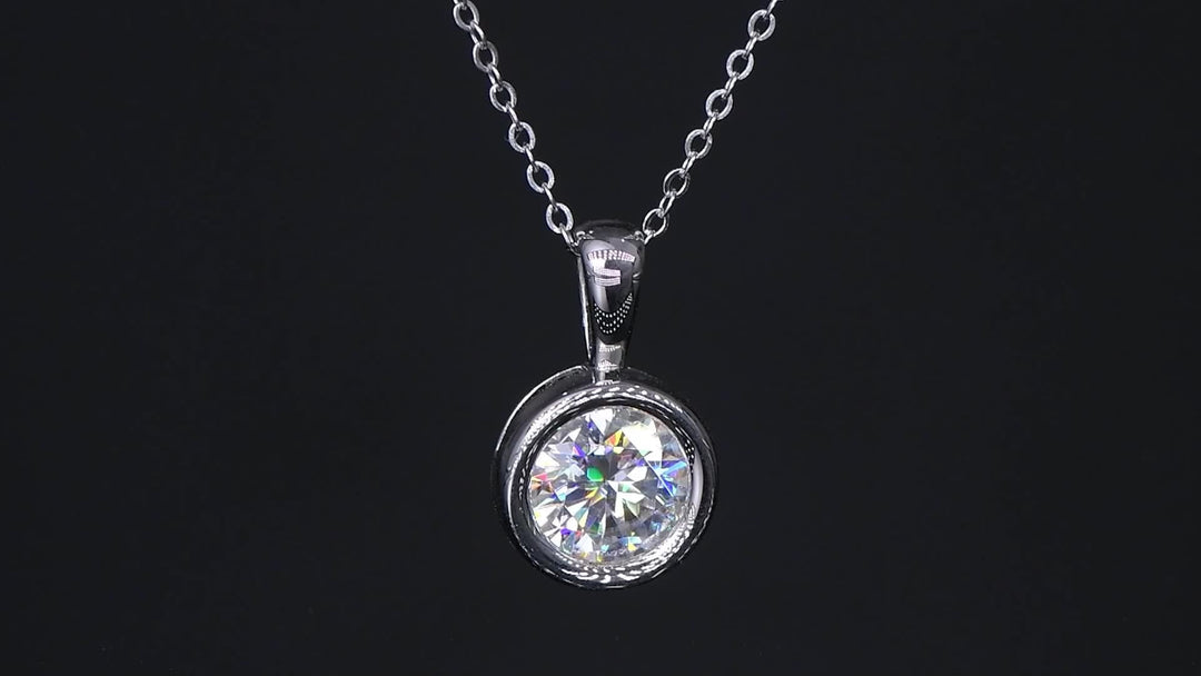 2-Carat 8mm Round Cut Moissanite Pendant Necklace