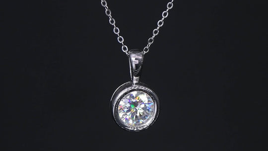 2-Carat 8mm Round Cut Moissanite Pendant Necklace