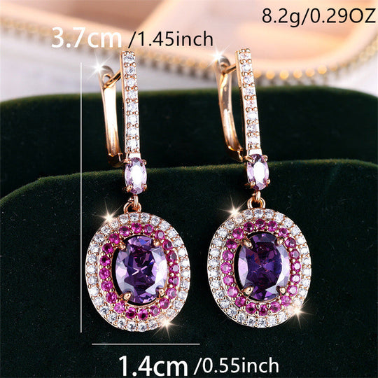 Elegant Purple Zirconia Dangle Earrings