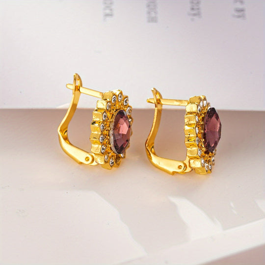 Golden Teardrop Zirconia Dangle Earrings