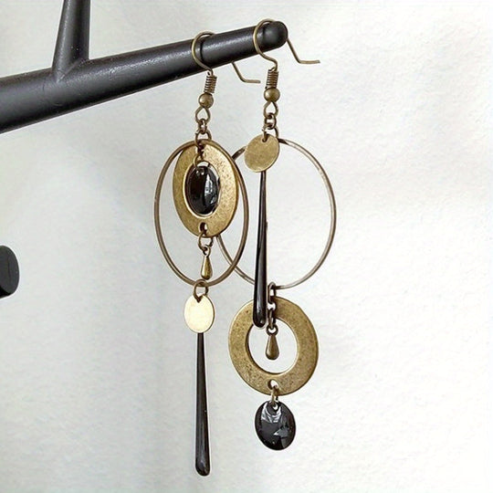 Vintage Geometric Circle Dangle Earrings