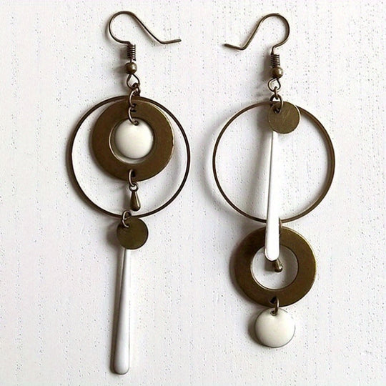 Vintage Geometric Circle Dangle Earrings