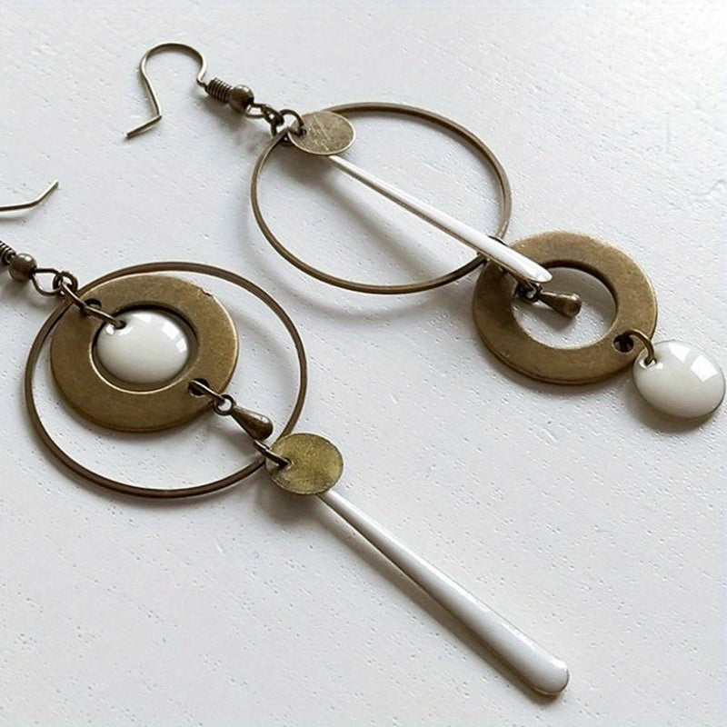 Vintage Geometric Circle Dangle Earrings