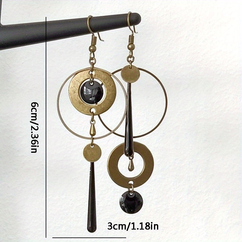 Vintage Geometric Circle Dangle Earrings