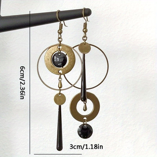 Vintage Geometric Circle Dangle Earrings