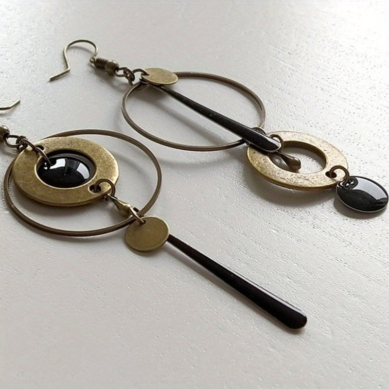Vintage Geometric Circle Dangle Earrings