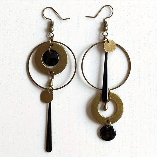 Vintage Geometric Circle Dangle Earrings