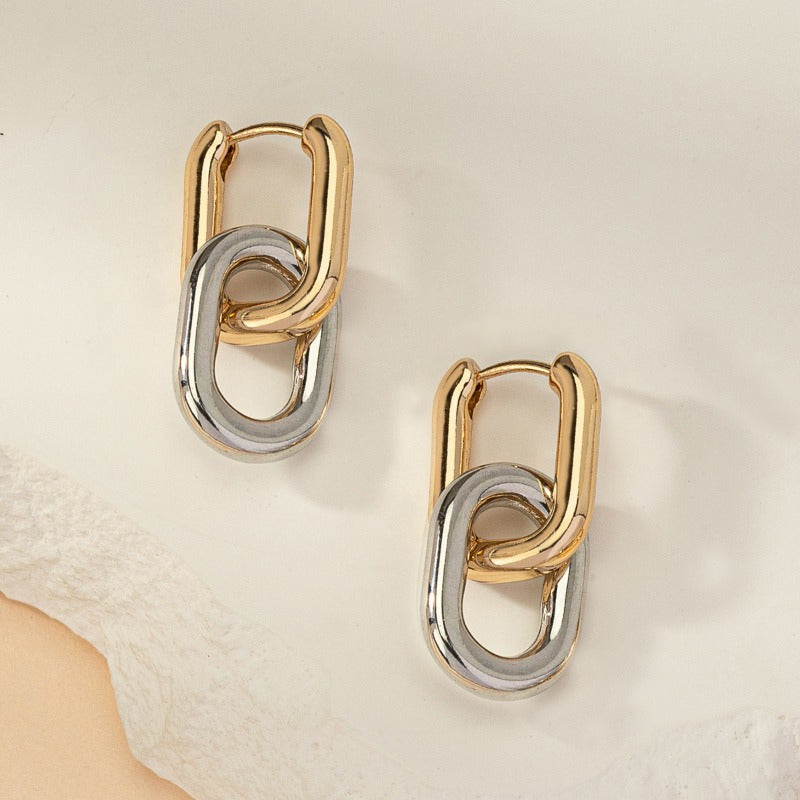Two-Tone Chain Drop Earrings