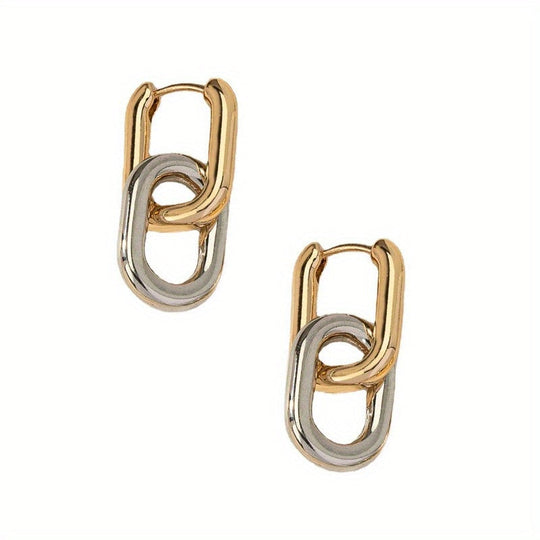 Two-Tone Chain Drop Earrings