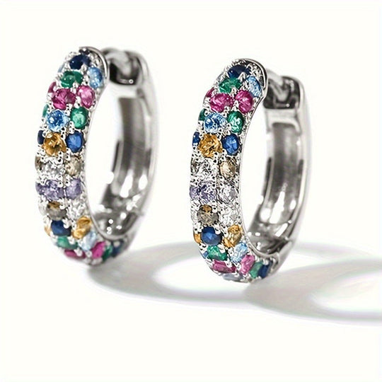 Colorful Cubic Zirconia Hoop Earrings