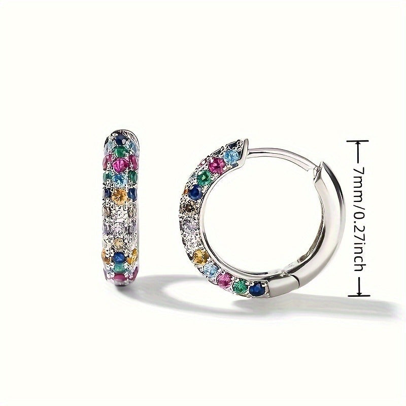 Colorful Cubic Zirconia Hoop Earrings