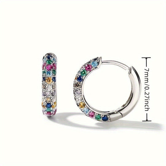 Colorful Cubic Zirconia Hoop Earrings