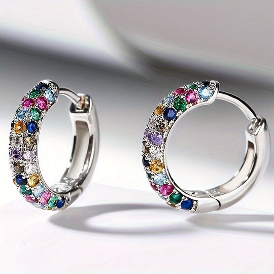 Colorful Cubic Zirconia Hoop Earrings