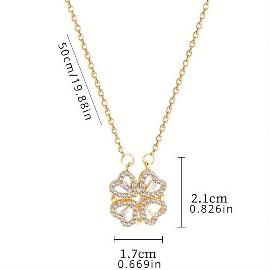 Openable Four-Leaf Clover Pendant Necklace for Women