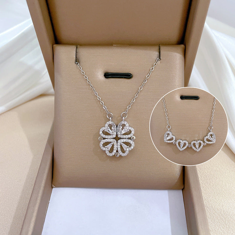 Openable Four-Leaf Clover Pendant Necklace for Women