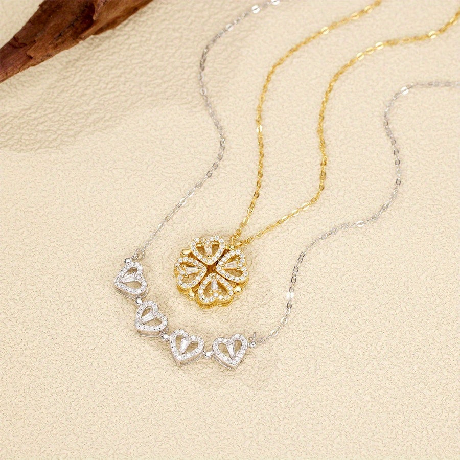 Openable Four-Leaf Clover Pendant Necklace for Women