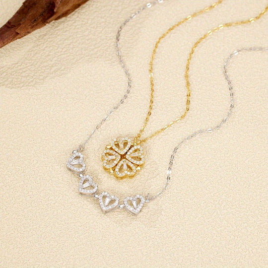 Openable Four-Leaf Clover Pendant Necklace for Women
