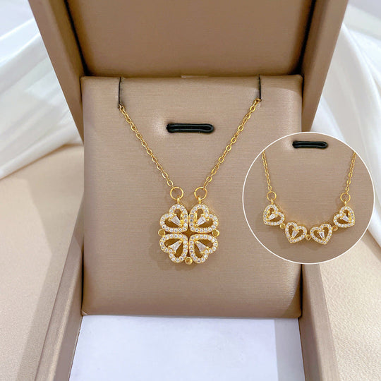 Openable Four-Leaf Clover Pendant Necklace for Women
