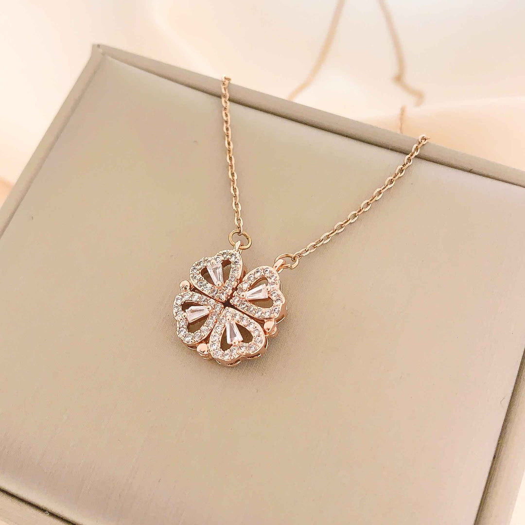 Openable Four-Leaf Clover Pendant Necklace for Women
