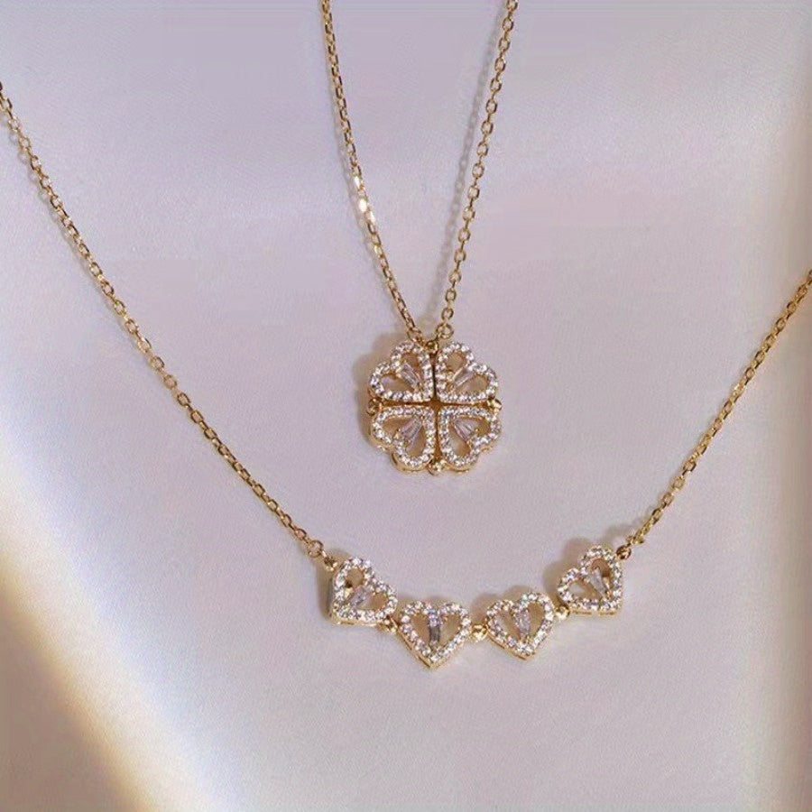 Openable Four-Leaf Clover Pendant Necklace for Women