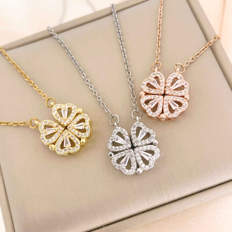 Openable Four-Leaf Clover Pendant Necklace for Women