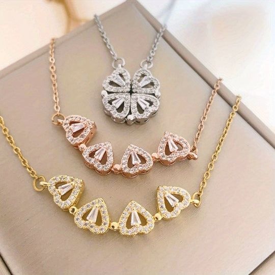 Openable Four-Leaf Clover Pendant Necklace for Women