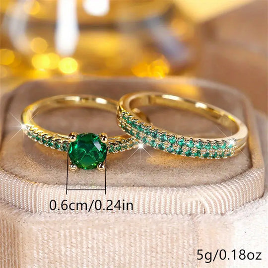 Serena Emerald Duo Ring Set