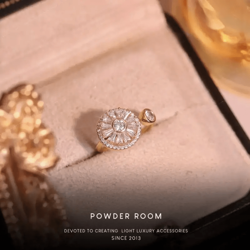 Vintage Style Copper Ring with Synthetic Cubic Zirconia
