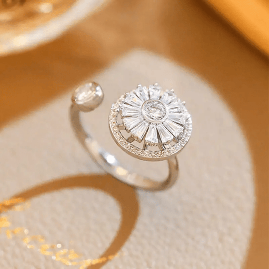 Vintage Style Copper Ring with Synthetic Cubic Zirconia