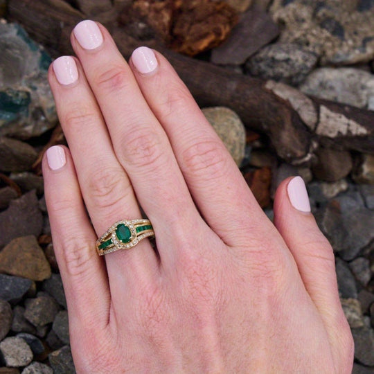 Elegant Green Zirconia Engagement Ring