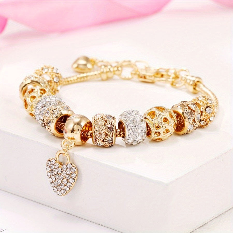 Heart Charm Beaded Bracelet