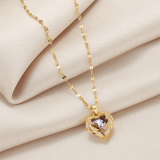 Angel Wing Heart Pendant Necklace