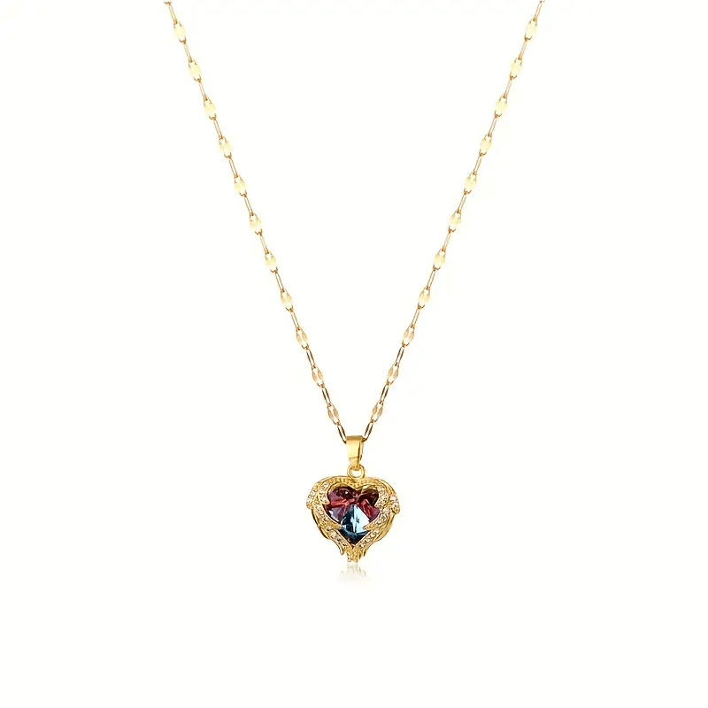 Angel Wing Heart Pendant Necklace