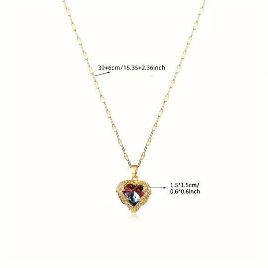 Angel Wing Heart Pendant Necklace