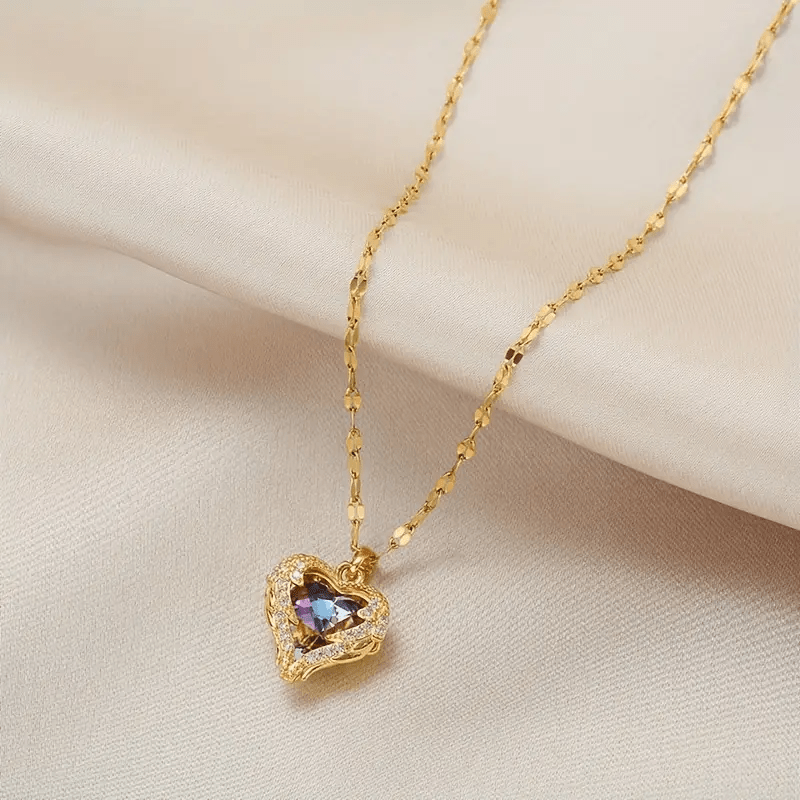 Angel Wing Heart Pendant Necklace