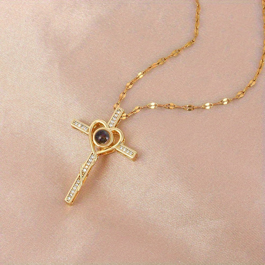 Heart Cross Pendant Necklace