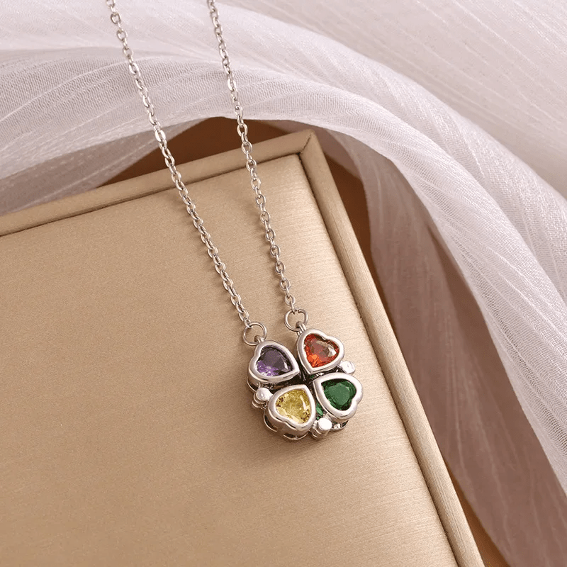 Versatile Heart-shaped Colorful Zirconia Necklace