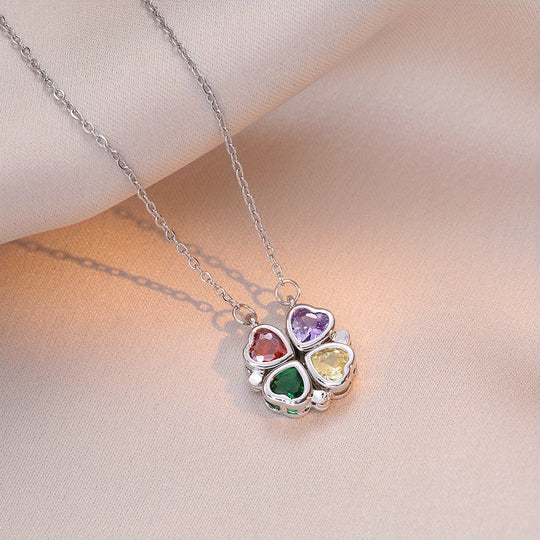 Versatile Heart-shaped Colorful Zirconia Necklace