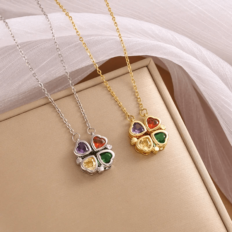 Versatile Heart-shaped Colorful Zirconia Necklace