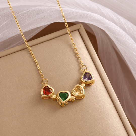 Versatile Heart-shaped Colorful Zirconia Necklace