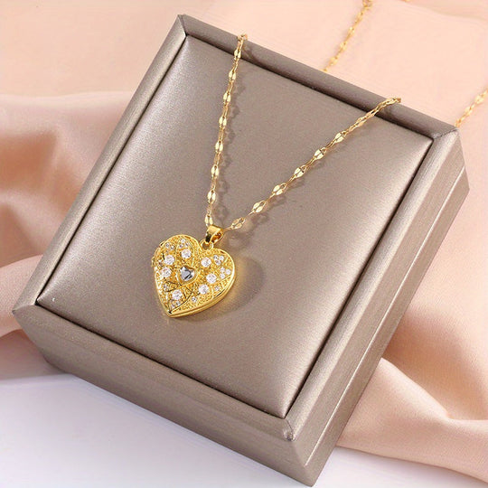 Double Layer Openable Heart Locket Necklace