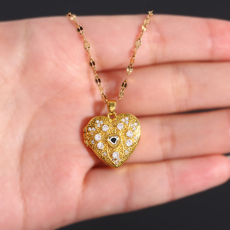 Double Layer Openable Heart Locket Necklace
