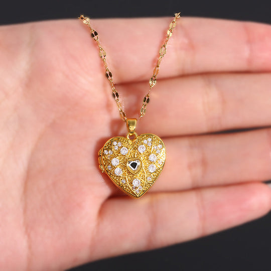 Double Layer Openable Heart Locket Necklace