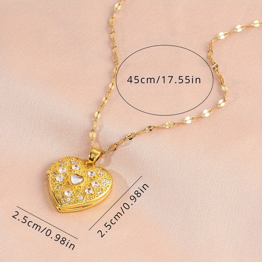 Double Layer Openable Heart Locket Necklace