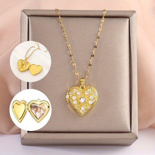 Double Layer Openable Heart Locket Necklace