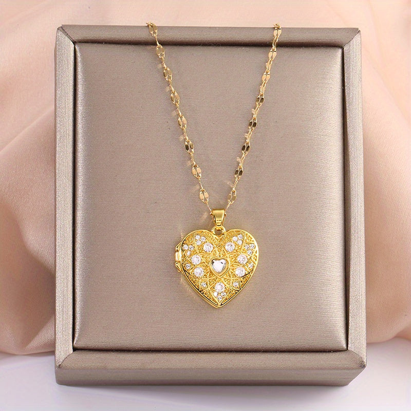 Double Layer Openable Heart Locket Necklace