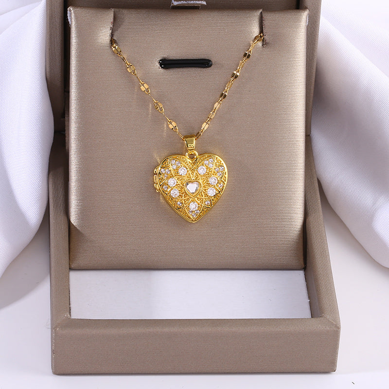 Double Layer Openable Heart Locket Necklace