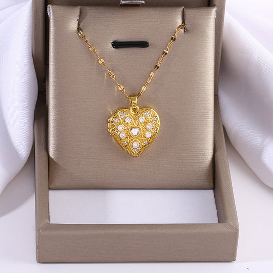 Double Layer Openable Heart Locket Necklace